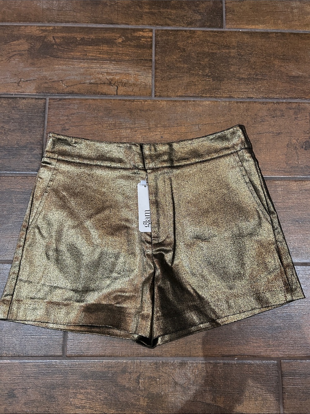 glam Metallic Gold High-Waist Women's Shorts
